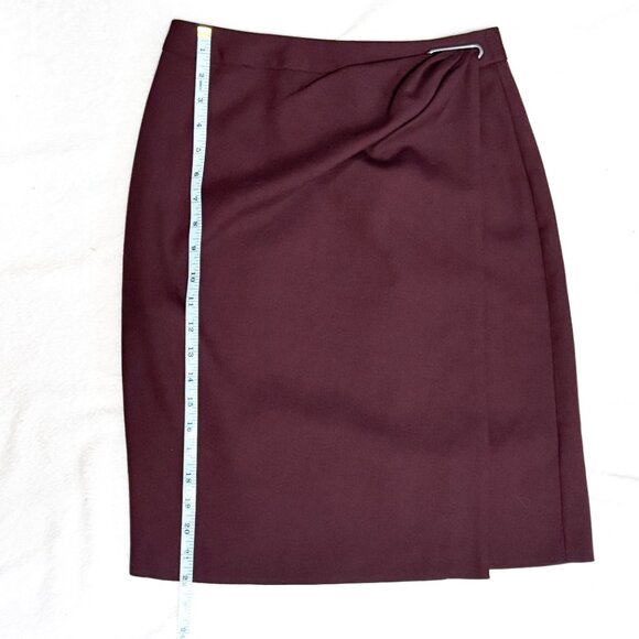 Reiss Freya Tailored Pencil Skirt Wool Berry Maroon Burgundy Women's Size 2 - Picture 5 of 13